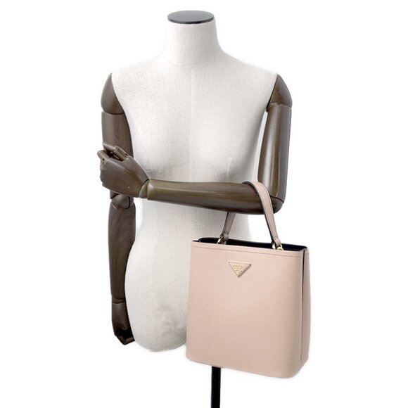 PRADA Panier 2WAYHandbag Leather Pink/Black 1BA212 - Picture 3 of 16